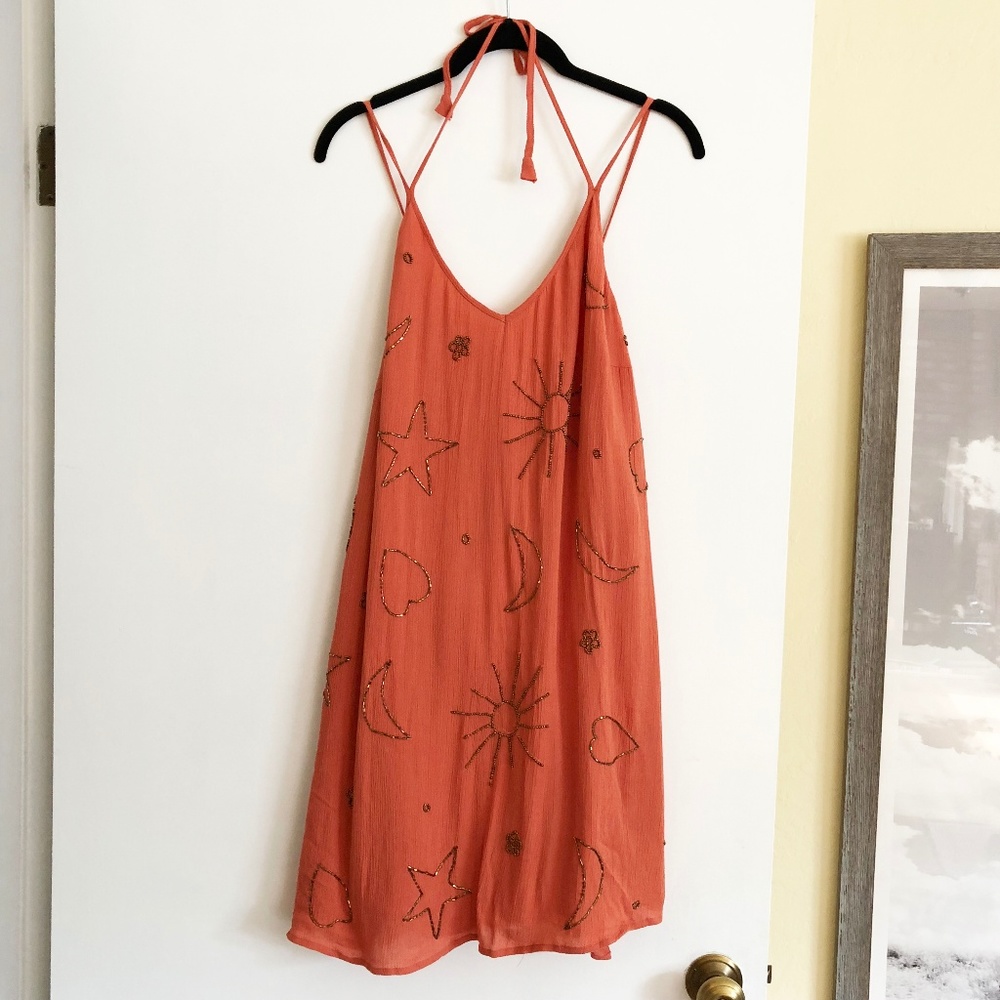 ASOS Strappy Beaded Orange Dress NWT